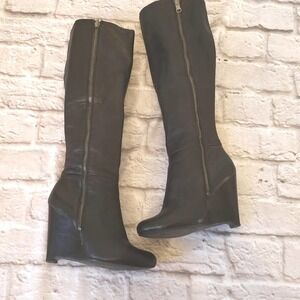 Rosegold women's Black Knee-hi Leather Boots
